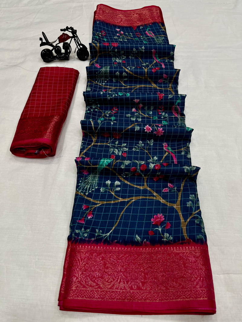 Wow Hit Antic Designer Printed Dola Silk Non Catalog Saree Wholesale Online
